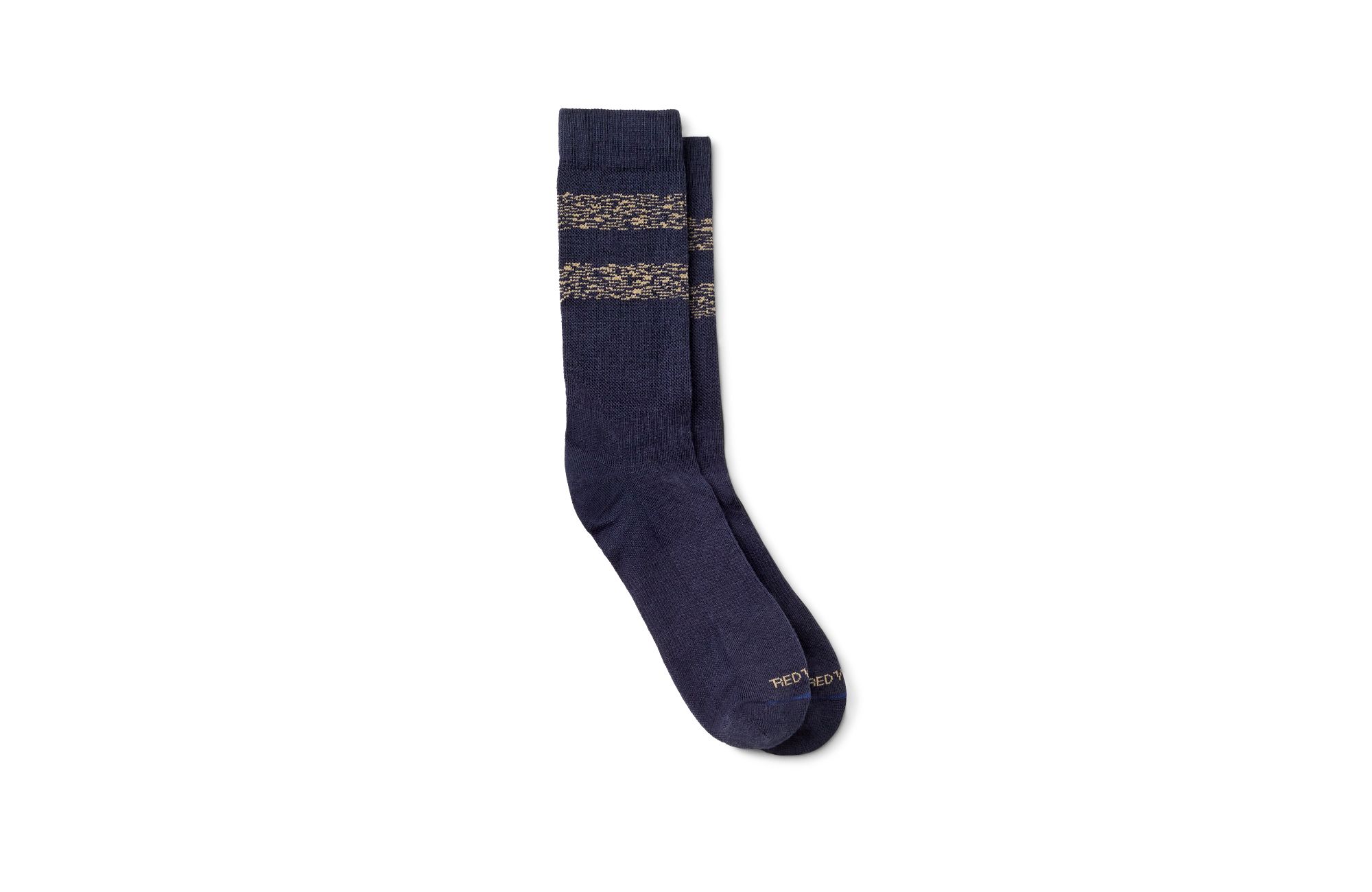 Wool Blend Striped Crew image number 1 Navy/Tan Unisex Wool Blend Striped Crew Socks in Navy/Tan