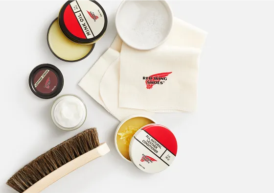 Overhead view of several cleaning products against a white background