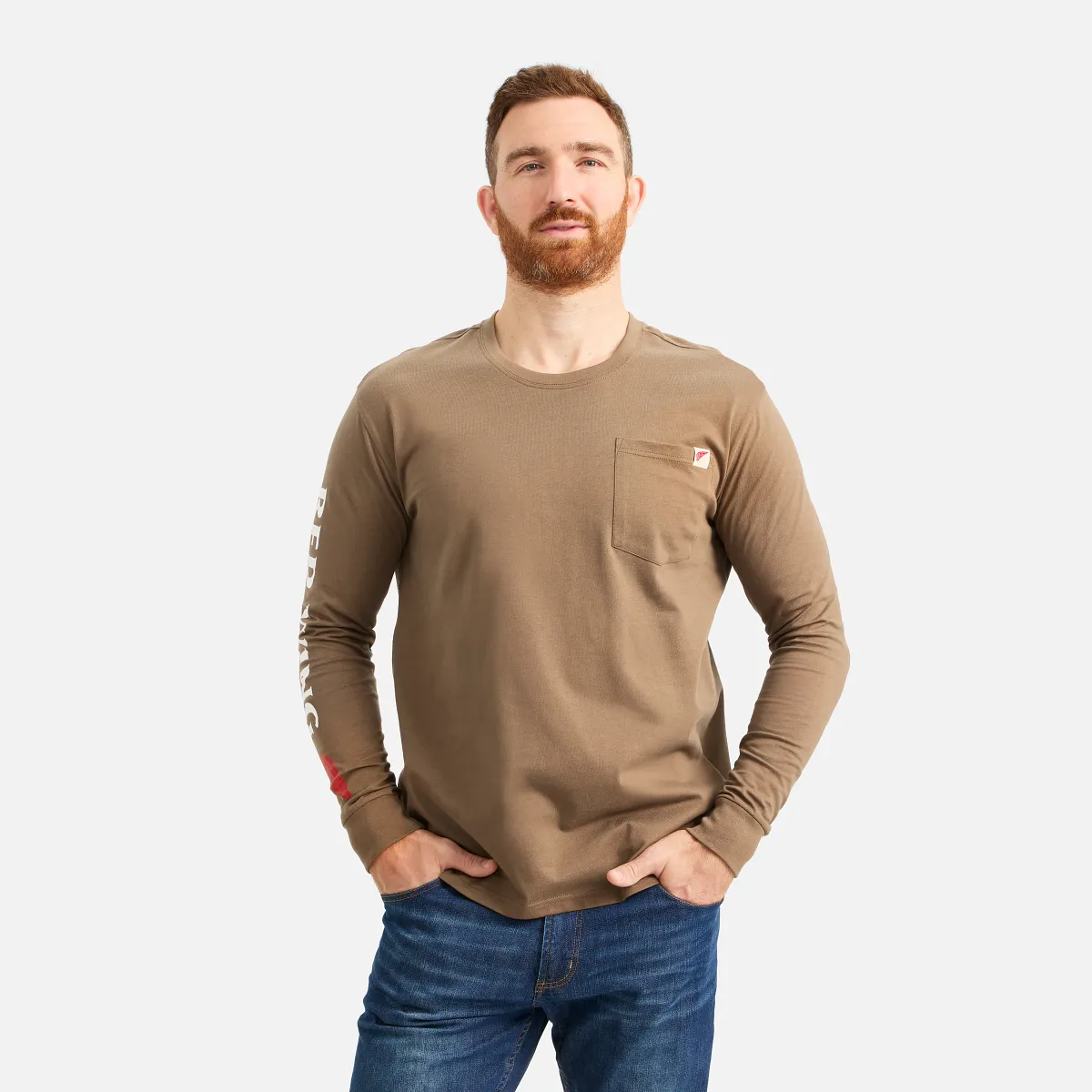 Long Sleeve Pocket T-Shirt with Sleeve Print - view 2
