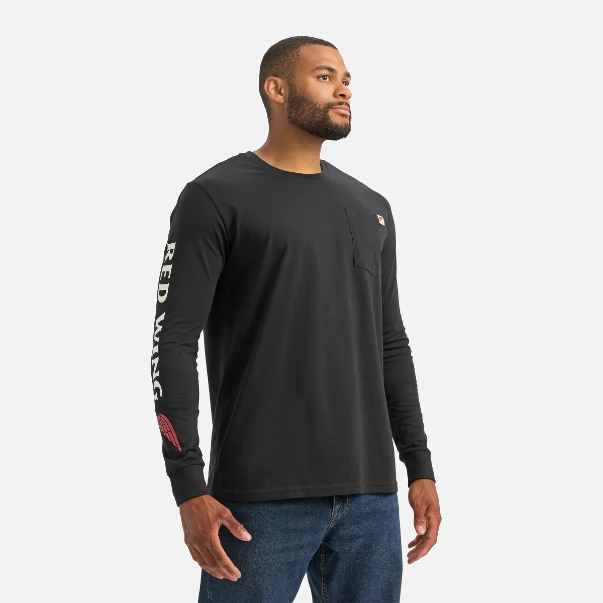 Long Sleeve Pocket T-Shirt with Sleeve Print - view 3