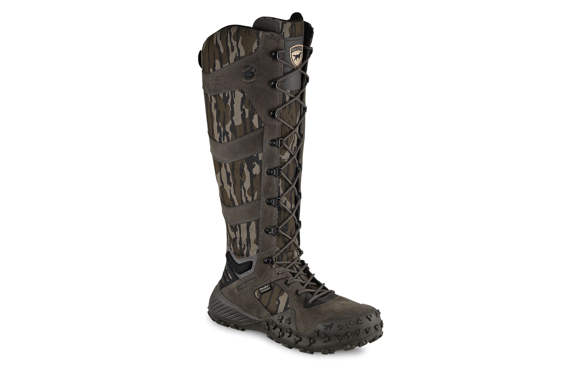 VaprTrek™ image number 1 Brown Men's 17-inch Waterproof Leather Original Mossy Oak® Bottomland Camo Snake Boot