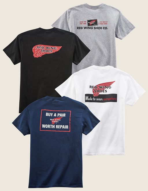red wing shoes logo t shirt