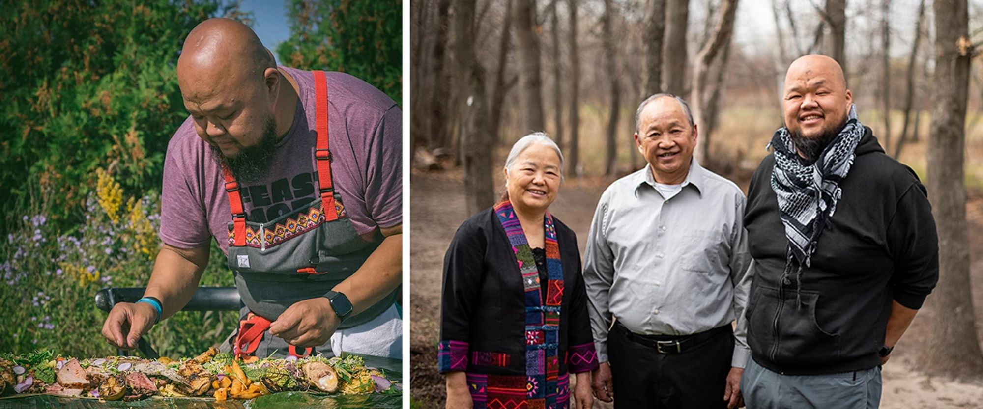 Yia Vang with his mother and father