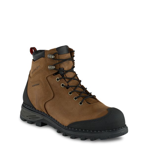 Men's Burnside 6inch Waterproof Safety Toe Boot Brown 2410 Red Wing