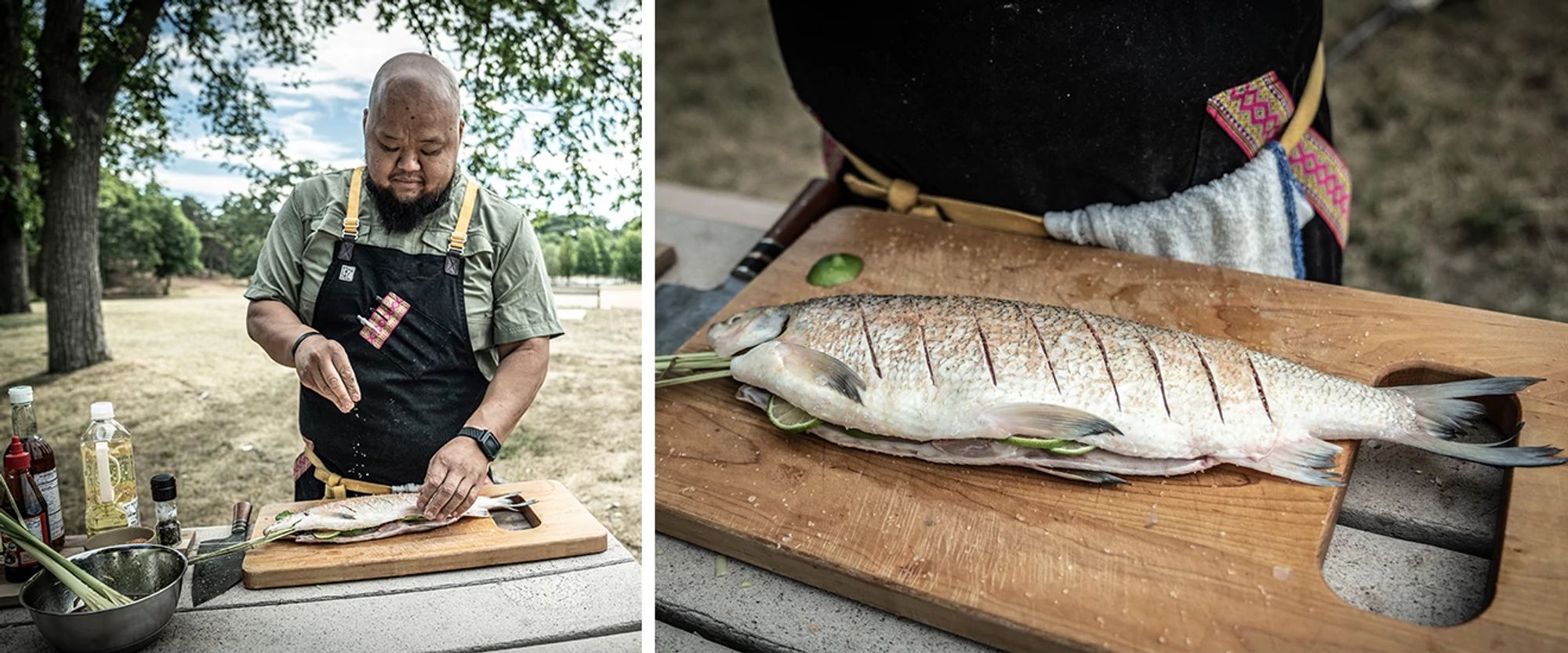 Yia Vang Cooking the Fish he caught