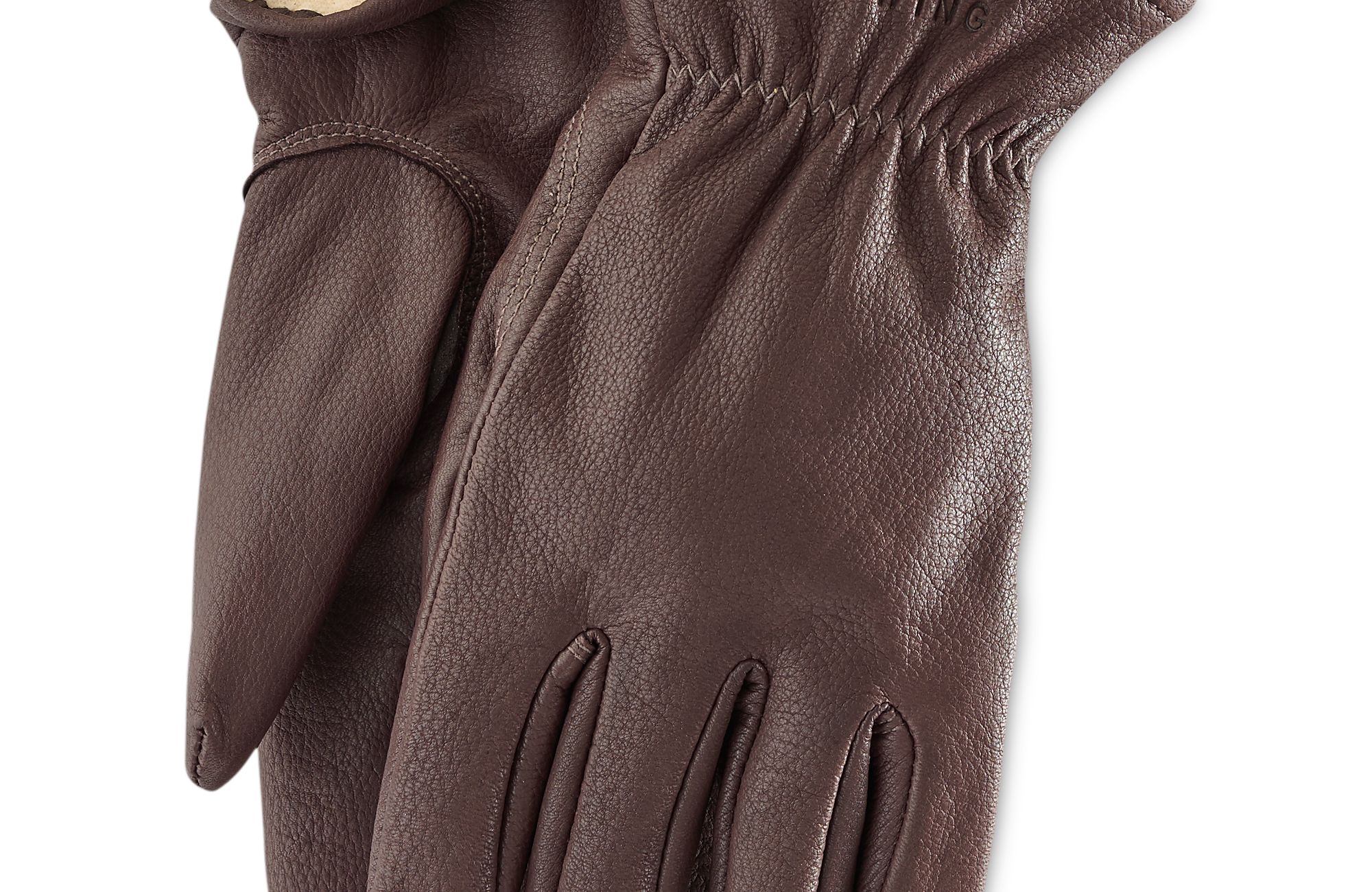 Lined Glove in Brown Buckskin Leather 