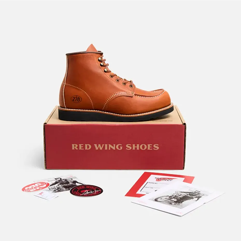 Steve McQueen's Red Wing boots on top of box