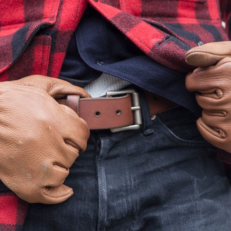 Leather Belt-Standard Natural vegetable-tanned leather belt, 1 1/2