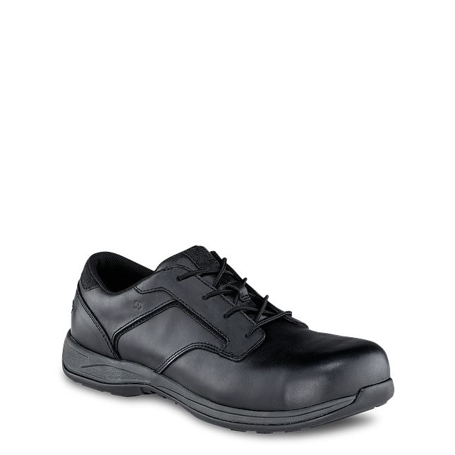 Men's Leather Oxford Work Shoes with Toe Protection, Lightweight