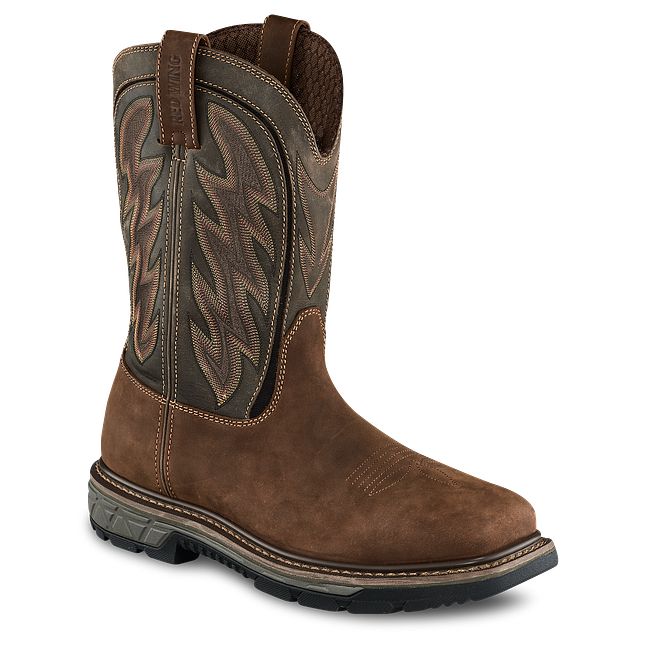 Men's Red Wing Boot, Steel Toe, Brown Square with Red Shaft - Chick Elms  Grand Entry Western Store and Rodeo Shop