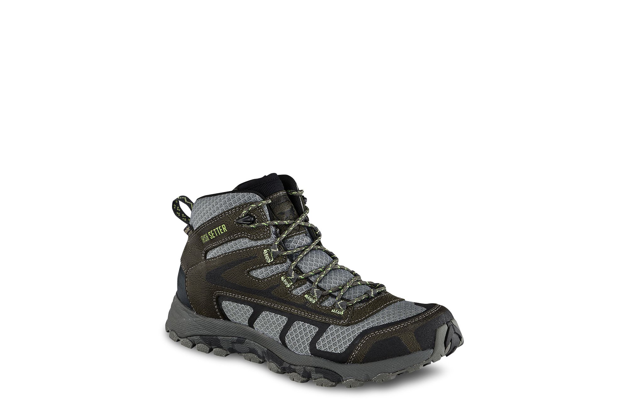 Drifter image number 1 Gray-Lime Green Men's Waterproof Trail Boot