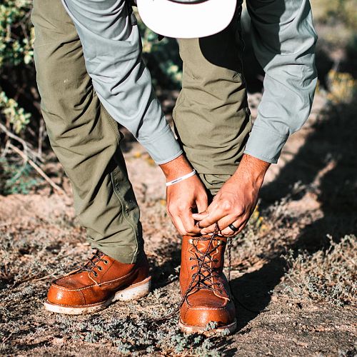 Lacing up Red Wing boots