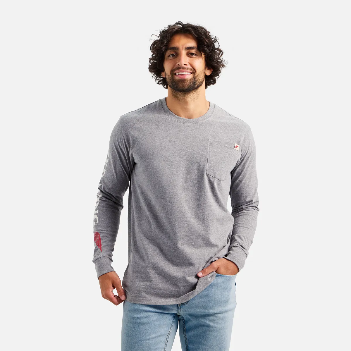 Long Sleeve Pocket T-Shirt with Sleeve Print - view 2