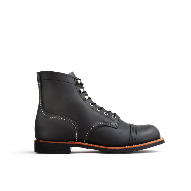 High black leather boots in ranger style