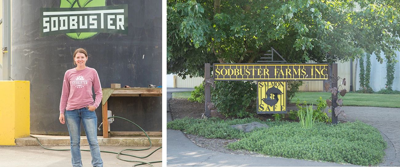 Alexa Weathers and Sodbuster Farms signs