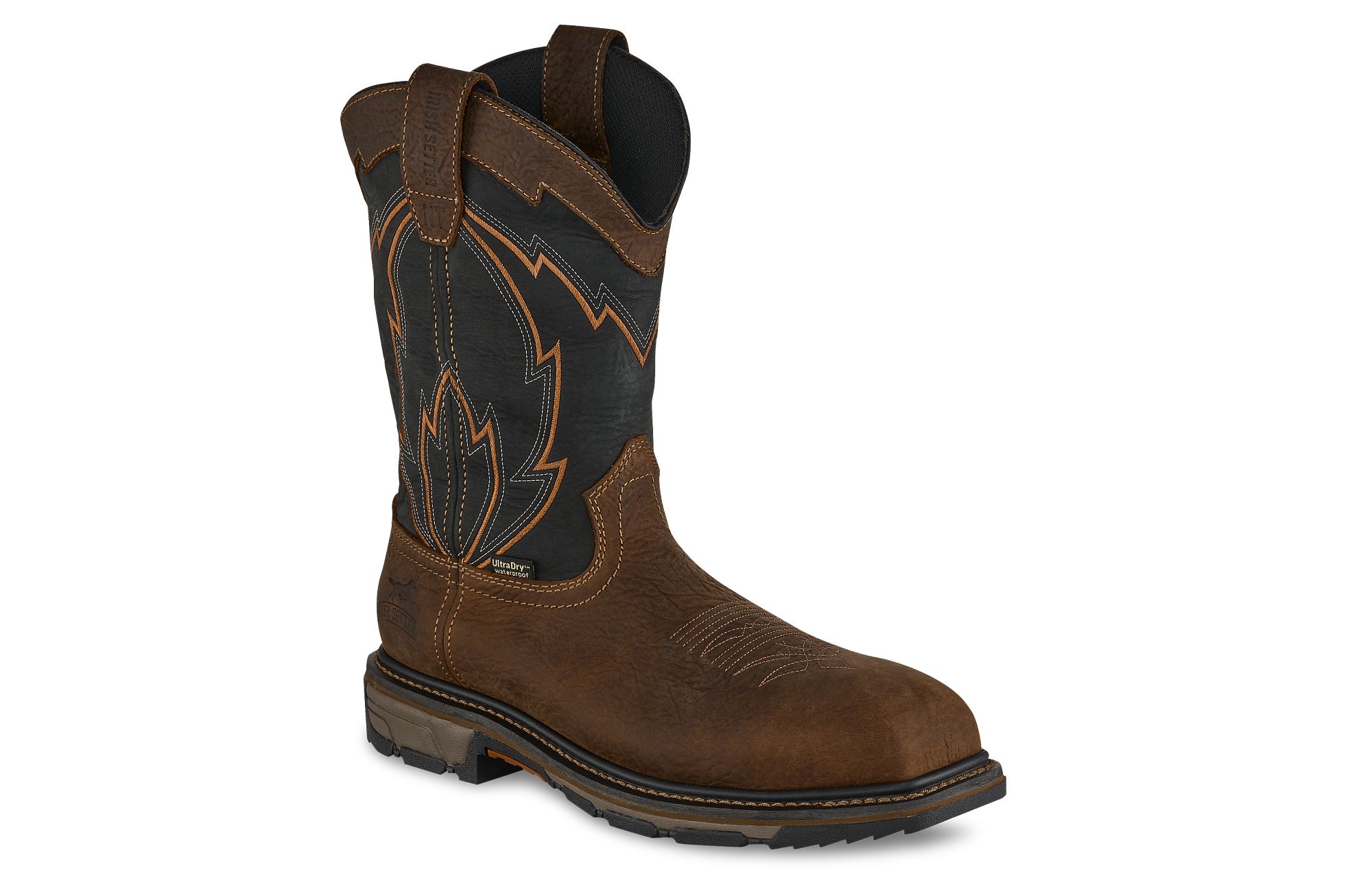 Marshall image number 1 Brown Men's 11-inch Waterproof Leather Safety Toe Pull-On Boot