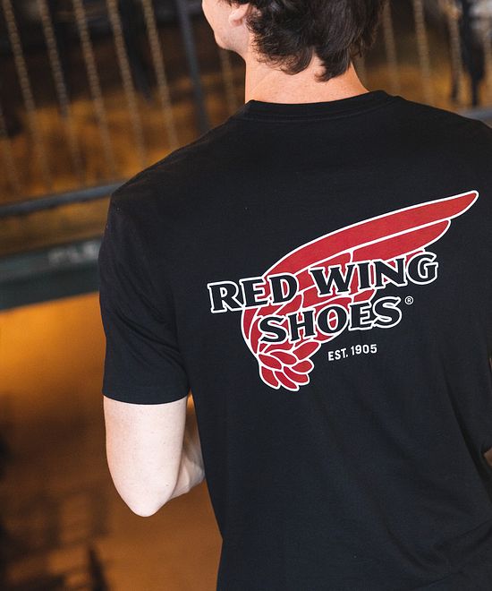 red wing shoes logo t shirt