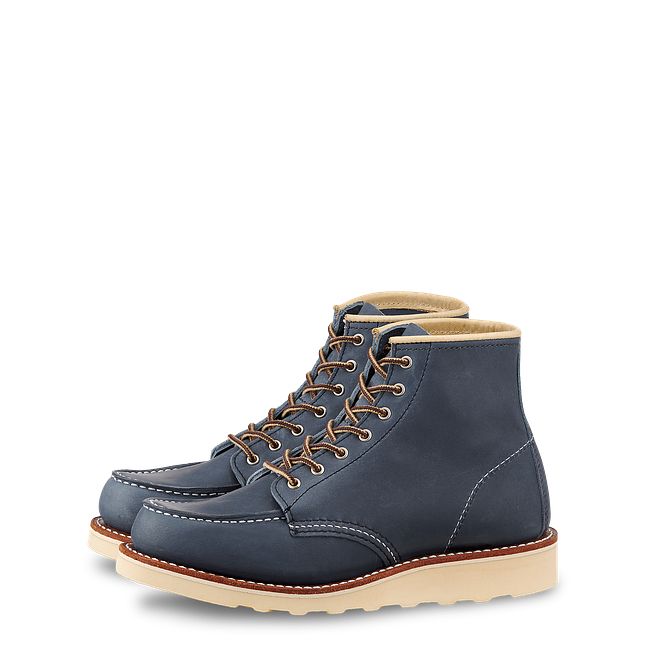 Blue moc cheap toe boots