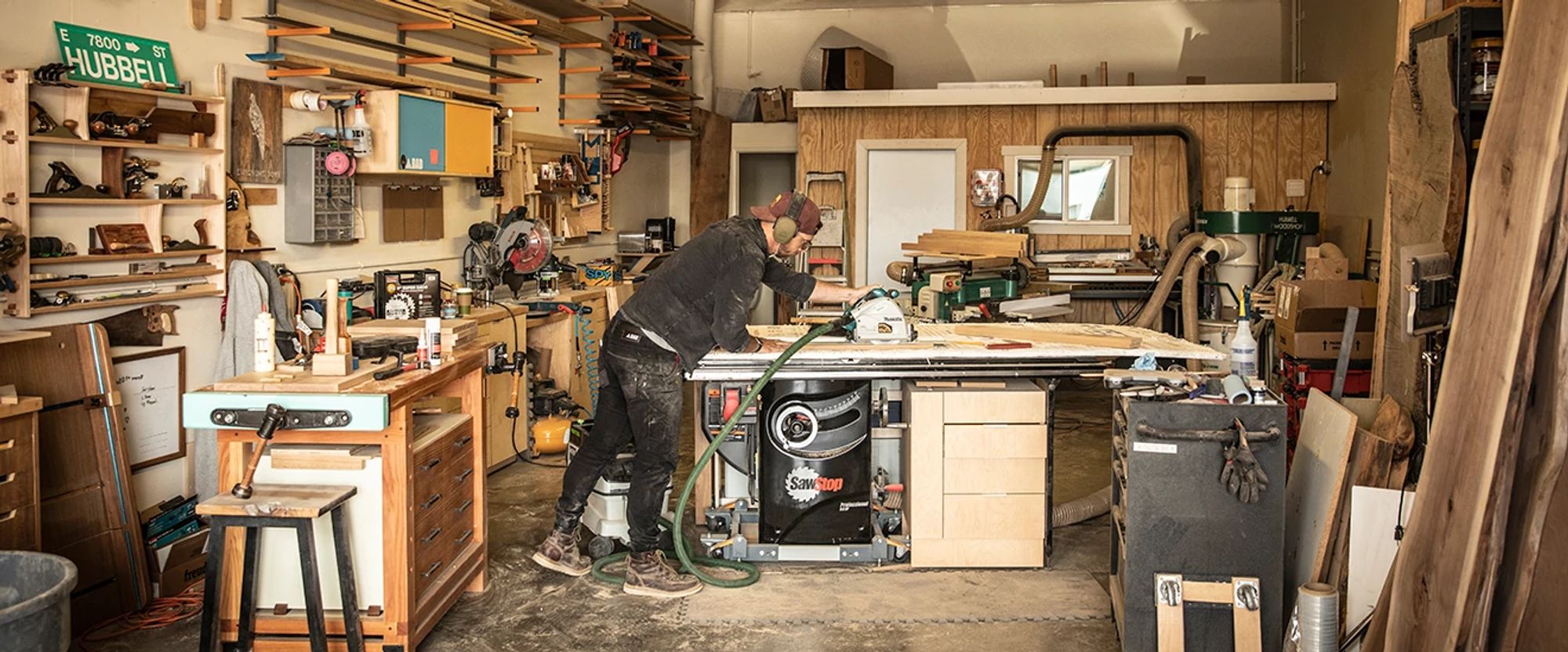 Taylor Hubbel using a table saw