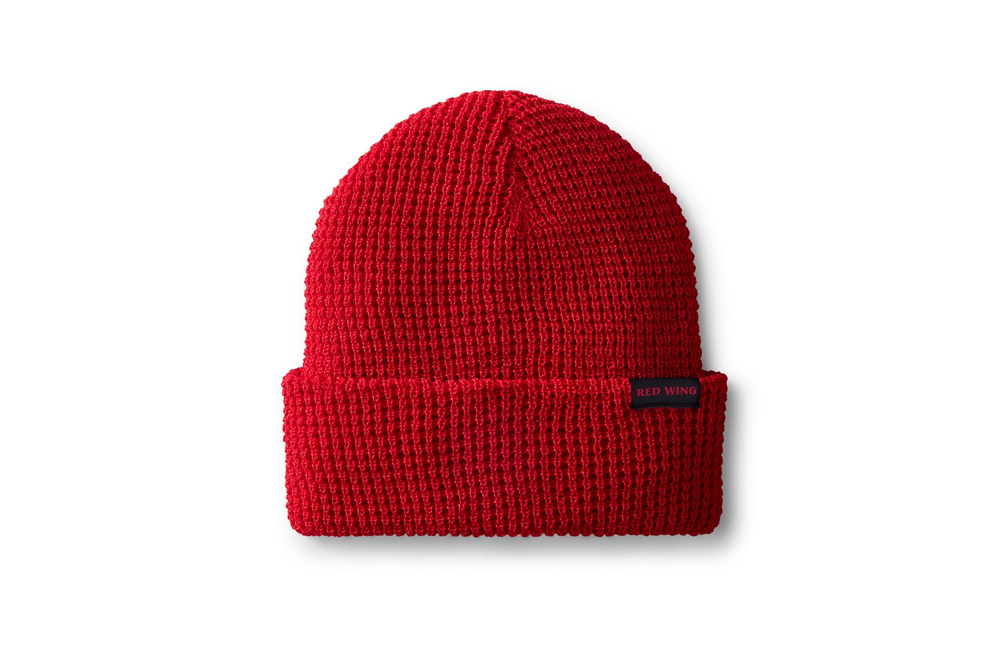 Waffle Knit Beanie image number 1 Red Unisex Waffle Knit Hat in Red