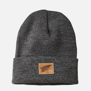 Leather Logo Knit Beanie Hat