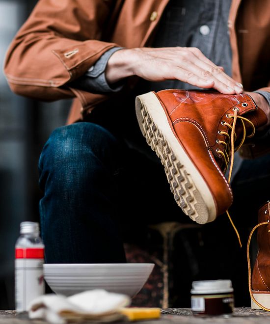 leather cream red wing