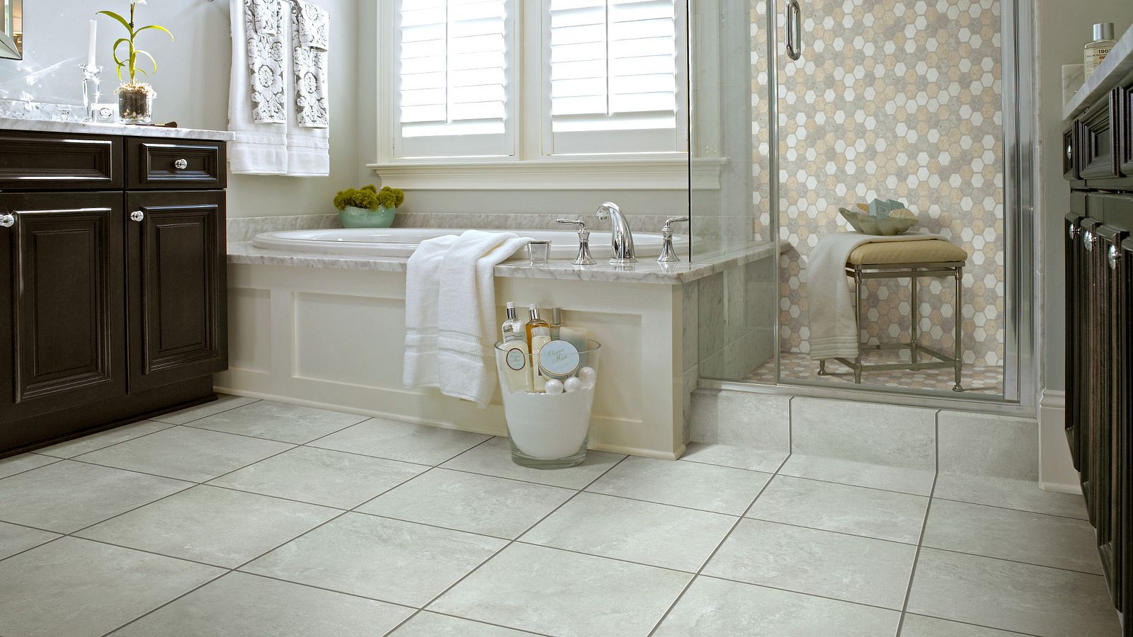 Groutable shop vinyl tile