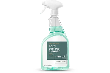 A hard surface flooring cleaner spray bottle