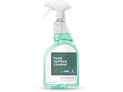 A hard surface flooring cleaner spray bottle