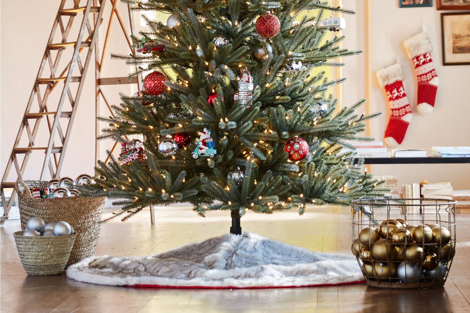 assorted Christmas tree decorations