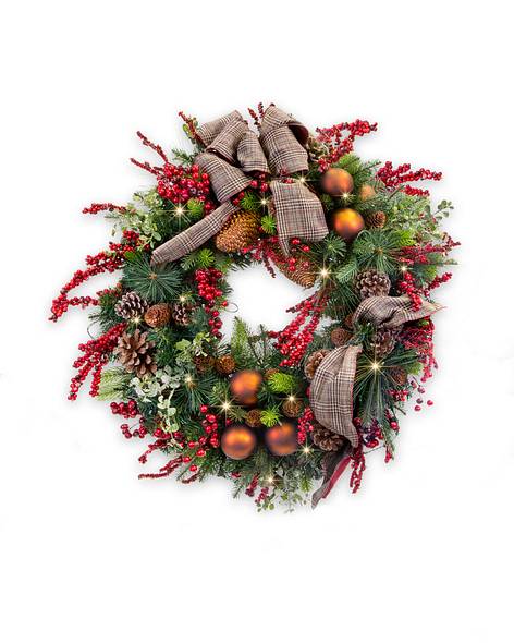 Lodge Plaid Decorated Wreath Main