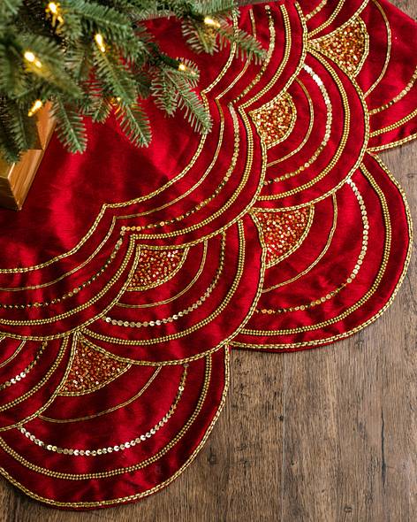 Cranberry Elizabeth Beaded Tree Skirt Alt