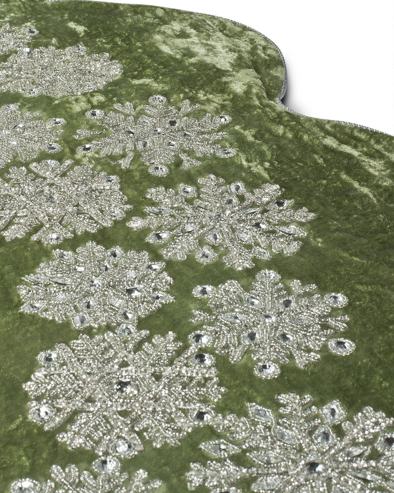 Sage Velvet Snowflake Tree Skirt Balsam Hill