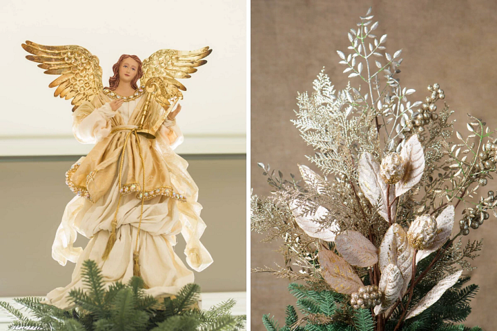 angel tree topper and bouquet tree topper