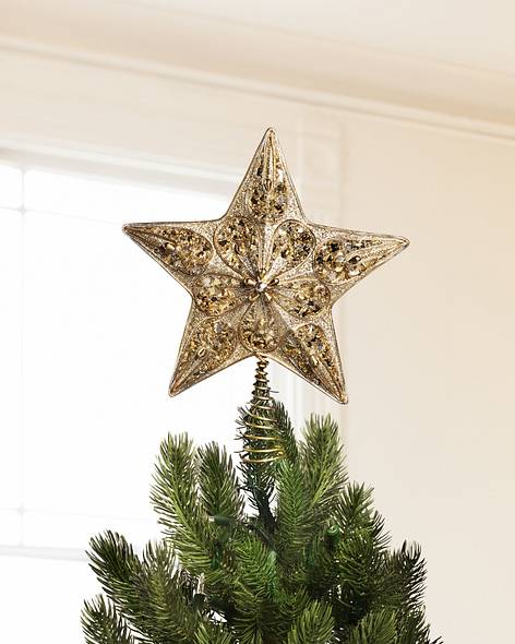 Silver and Gold Star Tree Topper Main