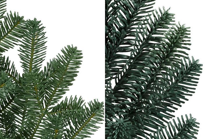 comparison of two kinds of artificial Christmas tree foliage