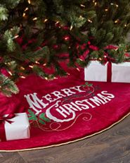 vintage-style red velvet Christmas tree skirt