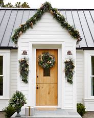 outdoor-safe artificial greenery wreath and garland