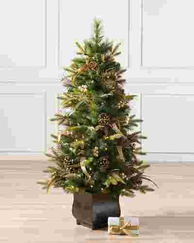 Coloma Golden Pine Potted Artificial Christmas Tree ...