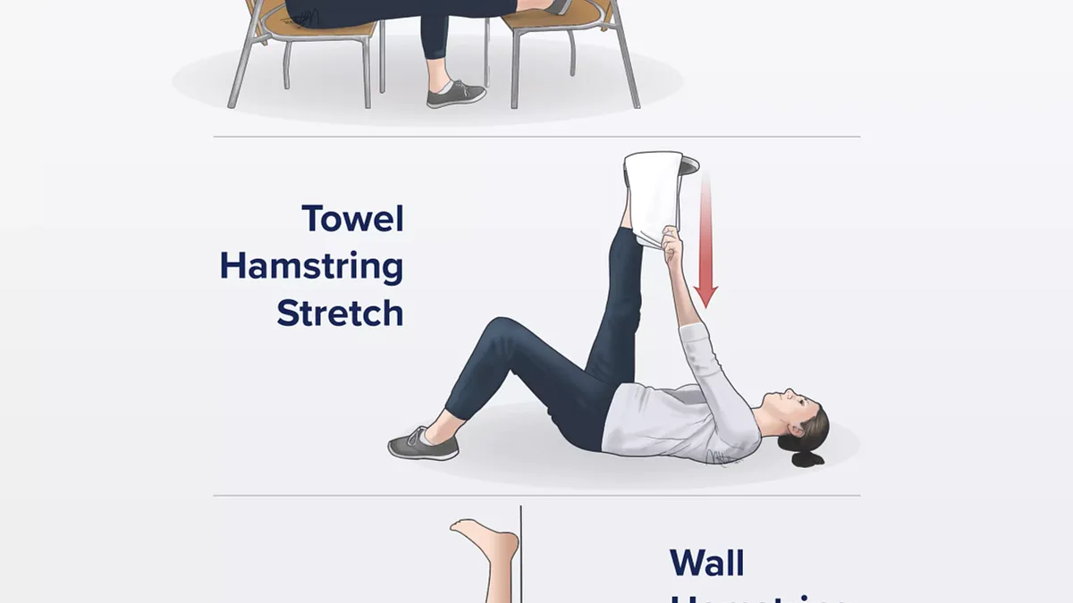 3 Easy Hamstring Stretches for Sciatica Pain Relief Infographic