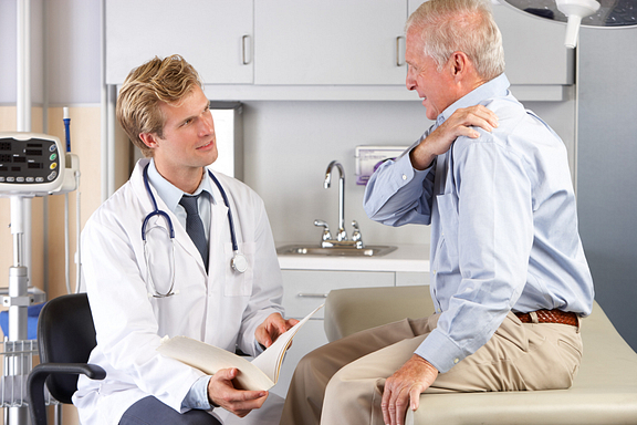 man with neck pain