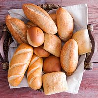 Bird's eye view of a bread basket.