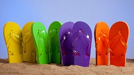 Flip Flops upright in the sand