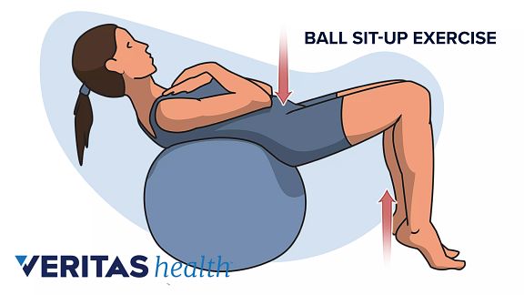 Half ball crunch for core body strength