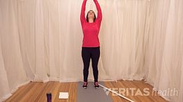Woman doing overhead shoulder stretch