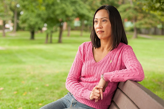 Woman on bench