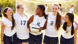 Group of high school girls on a soccer team.