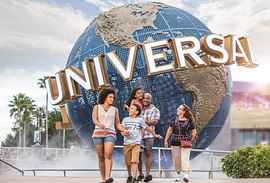 The famous globe in front of the entrance to Universal Studios Florida