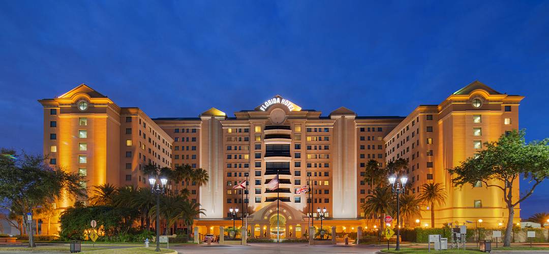 The Florida Hotel and Conference Center The Florida Hotel and Conference Center exterior entrance at night in Orlando