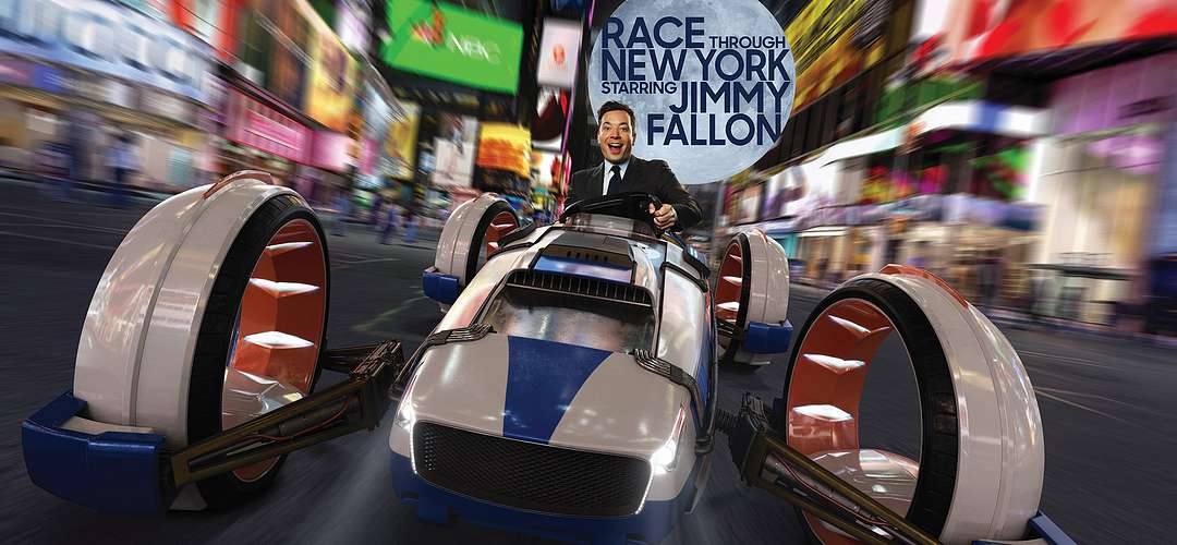 Race Through New York Starring Jimmy Fallon Jimmy Fallon racing through Time Square.